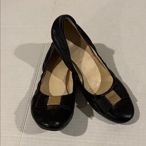 Cole Haan Tali Black Leather Ballett Flat Shoes With Bow - Size  8
